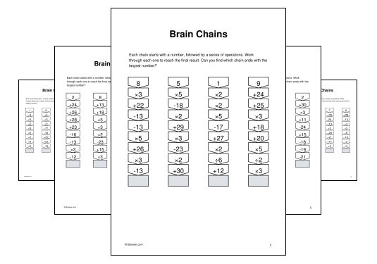 Download (PDF) Brain Chains Activity for Teens - 10 Pages