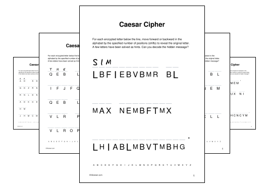 Download (PDF) Caesar Cipher Activity for Teens - 10 Pages