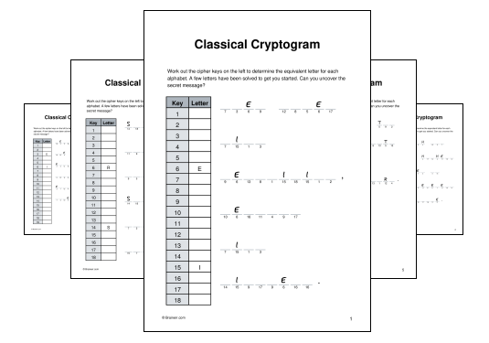 Download (PDF) Classical Cryptogram Activity for Adults - 10 Pages