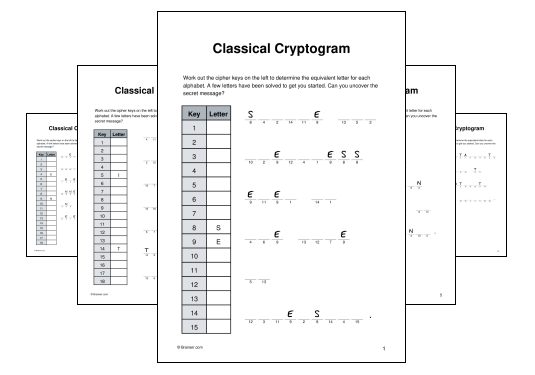 Download (PDF) Classical Cryptogram Activity for Adults - 10 Pages