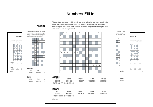 Numbers Fill In
