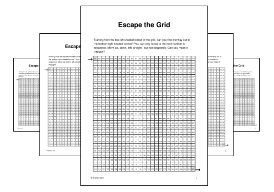 Download (PDF) Escape the Grid Activity for Adults - 10 Pages