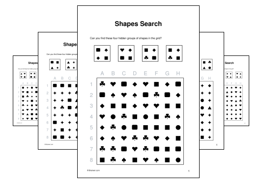 Download (PDF) Shapes Search Activity for Kids - 10 Pages
