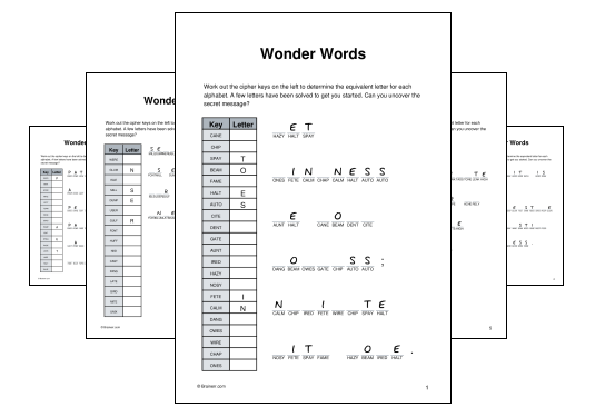 Download (PDF) Wonder Words Activity for Adults (1 week ago) - 10 Pages
