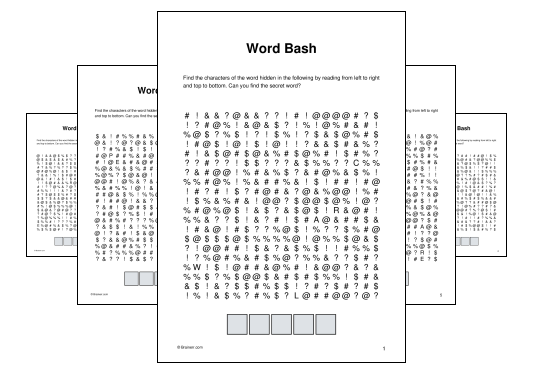 Download (PDF) Word Bash Activity for Kids - 10 Pages