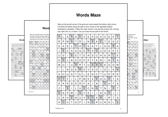 Download (PDF) Words Maze Activity for Adults (5 weeks ago) - 10 Pages