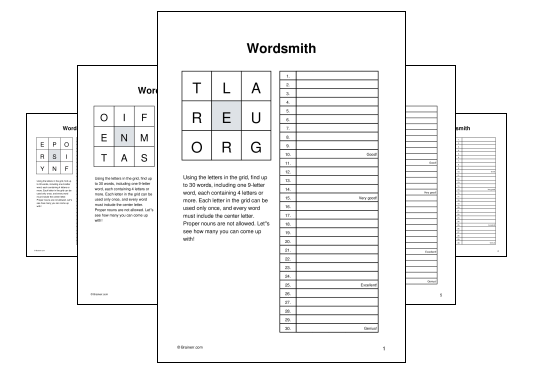 Download (PDF) Wordsmith Activity for Teens - 10 Pages